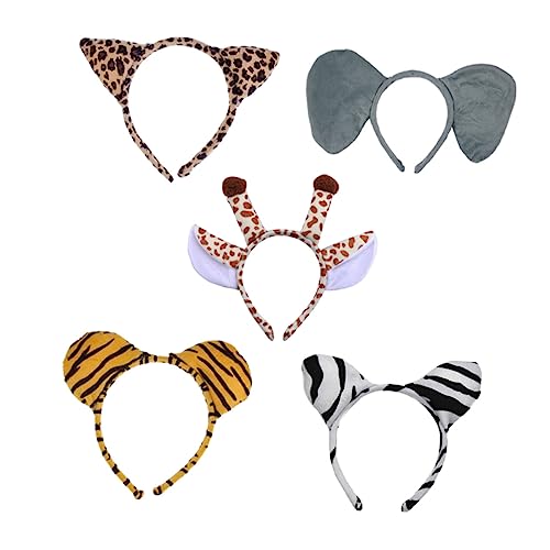 VICASKY 5 Stück Teiliges Haarreif mit Zoo Tier Motiven Weiche Plüsch Kopfbedeckungen für Karneval Halloween und Themenpartys Geeignet für Erwachsene von VICASKY
