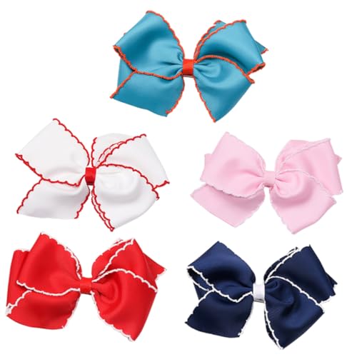 VICASKY 5 Stück Teiliges Haarschleifen Haarspangen Bunte Farben Niedliche Haarklammern mit Zarter Kantenverzierung für Mädchen Alltag Party Frisuren von VICASKY