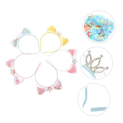VICASKY 5 Stück Teiliges Katzenohren Haarreif Pailletten Glitzernd Niedlich Stirnband für Mädchen Party Cosplay Karneval Halloween Geburtstag Festliches Accessoire Zufällige Farbe von VICASKY