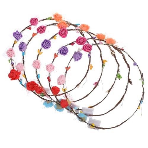 VICASKY 5stücke Leuchtendes Stirnband Für Junge Mädchen Blumenkranz-stirnband Led-kopfschmuck Led-festival-kopfschmuck Blumenstirnband Leuchtend Blumen Stirnband von VICASKY