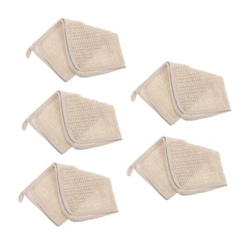 VICASKY 5 Stück Teiliges Langlebiges Leinen Badetuch mit Peelingfunktion Sanftes Körper und Gesichtstuch Effektiver Rückenschrubber für Gründliche Hautreinigung und Sanftes Peeling Beim von VICASKY
