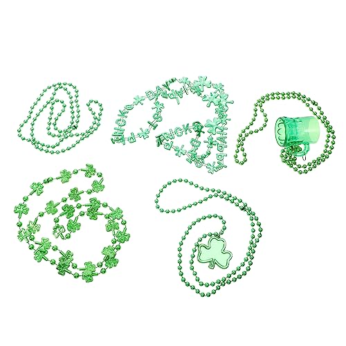 VICASKY 5stücke St Patrick's Day Halsketten Shamrock Perlen Unisex Party Zubehör Für Feiertagsfeiern Und Fotobooths von VICASKY