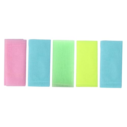 VICASKY 5 Stück Teiliges Peeling Badetuch Langes Schäumendes Rückenpeeling Hautfreundlich Stark für Dusche und Bad Exfolierend Entspannend Pflegend Zufällige Farben von VICASKY