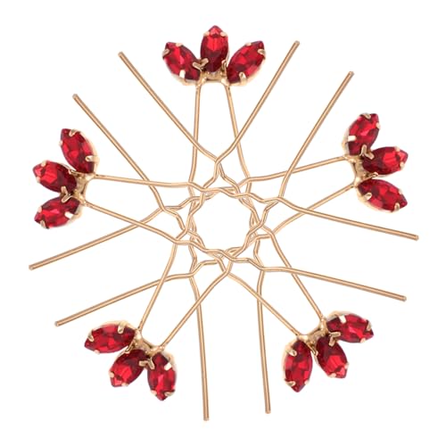 VICASKY 5 Stück Teiliges Rotes U Förmiges Haarnadel mit Funkelnden Strasssteinen Stabile Zinklegierung Eleganter Brautschmuck für Frauen und Mädchen Vielseitig für Hochzeit Party und von VICASKY