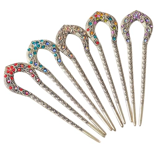 VICASKY 5 Stück Teiliges U Förmige Haarnadeln mit Kristallverzierung Robuste Metall Haarnadeln für Stilvolle Hochsteckfrisuren Chinesische Geeignet für Damen und Mädchen Vielseitiges von VICASKY