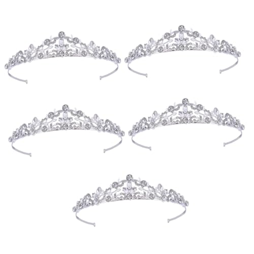 VICASKY 5 Stück Tiara Krone mit Funkelnden Strasssteinen Langlebiges Braut Haaraccessoire für Hochzeit Party Kindergeburtstag und Festliche Anlässe Silbernes Design Komfortabel von VICASKY