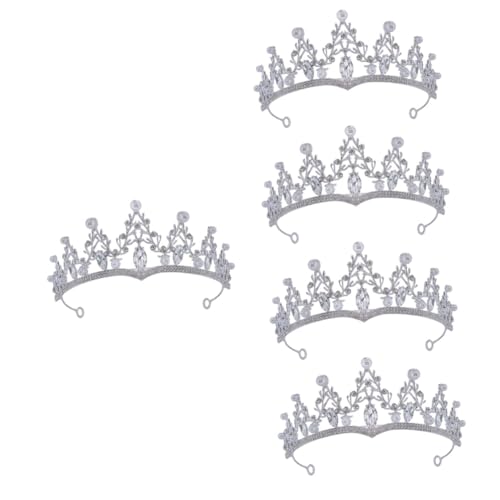 VICASKY 5 Stück Wasserdichte Silberweiße Strass Braut Tiara mit Barock Design für Hochzeit Brautjungfern und Geburtstagsfeiern Eleganter Haarschmuck für Damen und Fotografie von VICASKY