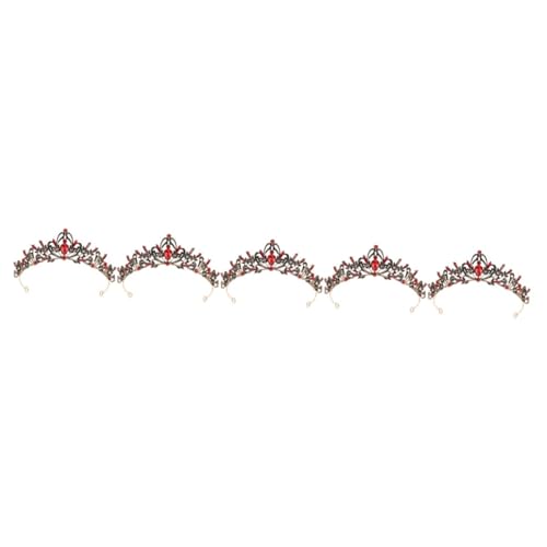 VICASKY 5 Stück Wasserdichte Tiara für Mädchen mit Strasskronen Haarreif Party und Hochzeits Diademe Leichtes Langlebiges Hochzeits Haaraccessoire in Gold mit Roten und Schwarzen von VICASKY