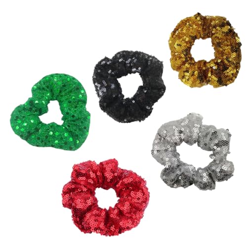 VICASKY 5 Stück Weihnachts Glitzer Haargummis Elastische Haarties für Mädchen Kreative Haaraccessoires für Frisuren und von VICASKY