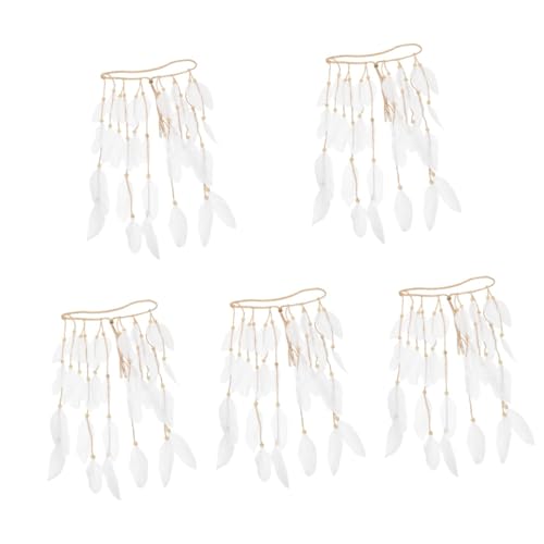 VICASKY 5 Stück Weißes Haarband Damen Plume Headpiece Eleganter Brautschmuck für Hochzeit Cosplay Cocktailparty Geburtstagsfeier Stilvoller Haarschmuck für Frauen und Mädchen von VICASKY