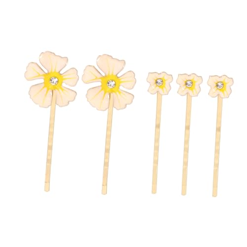 VICASKY 5stücke Blumen Haarspangen Damen Set Mit Strasssteinen Haarnadeln Für Frauen Mädchen Beige Vintage Blumenmuster Haarschmuck von VICASKY