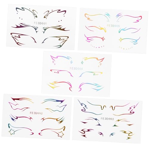 VICASKY 5Blätter Lidschattenabziehbilder Für Augenbrauen Und Eyeliner Temporäre Make Up Aufkleber Für Glitzernde Designs Für Festliche Anlässe von VICASKY