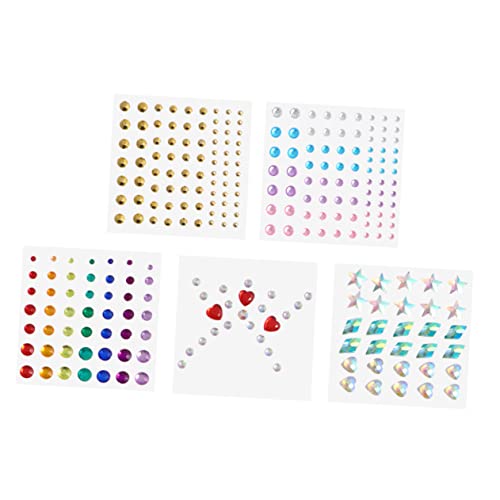 VICASKY 5Blätter Selbstklebende Strassaugen und Gesichtsglitzer Sticker für Make Up Dekoration Party Cosplay Wiederverwendbar aus Glänzend und Sicher für Verschiedene von VICASKY