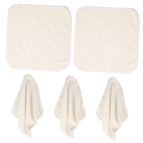 VICASKY 5Stücke Bambusfaser Gesichtswaschlappen Wiederverwendbare Handtücher Waschbare Reinigungstücher für Sanfte Gesichtsreinigung Beige von VICASKY