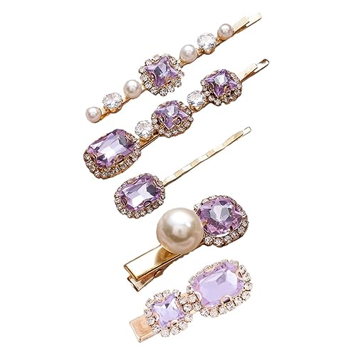 VICASKY 5Stücke Retro Haarklemmen Mit Wasserstein Design Süßlila All Match Haarstyling Clips Für Frauen Zufälliger Stil Eleganter Kopfschmuck Für Jeden Anlass von VICASKY