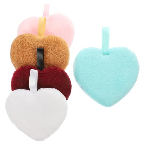 VICASKY 5stücke Herzförmige Make-up-entferner-pads Waschquasten Für Damen Gemischte Farben Saugfähig Und Wiederverwendbar Reinigungsmittel Für Gesichtspflege von VICASKY