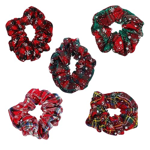 VICASKY 5Stücke Teiliges Weihnachts Haargummis Design Elastische Haarbänder für Damen für Festlichkeiten und Besondere Anlässe Komfortabel und Haarschonend von VICASKY