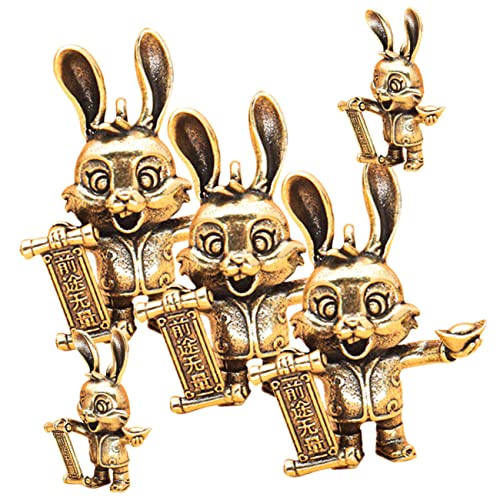 VICASKY 5stücke Messing Kaninchen Anhänger Vintage Hase Form Taschendekor Bastelzubehör Diy Schlüsselanhänger Anhänger Zum Aufhängen Modelle von VICASKY