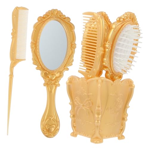 VICASKY 5stücke Vintage Haarkamm-bürsten-set Mit Spiegel Und Halterung Entwirrendes Haarbürsten-set Für Damen Herren Und Junge Mädchen Für Täglich Styling Und Friseursalongebrauch von VICASKY