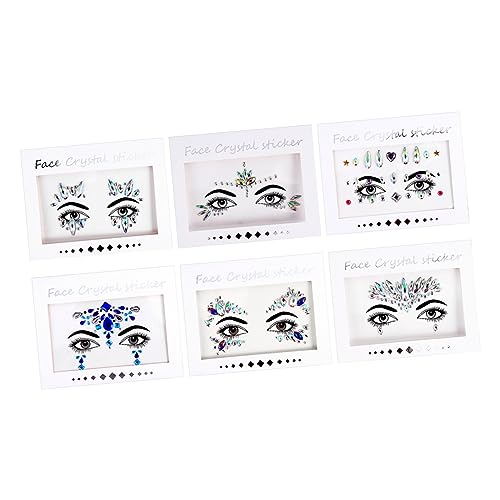 VICASKY 6blätter Strass Aufkleber Diy Gesichtsjuwelen Diamantaufkleber Augenjuwelen Gesichtsaufkleber von VICASKY