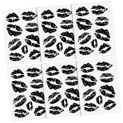 VICASKY Lippenabdruck Tattoo Aufkleber 6 Blatt Unisex Temporäre Körperdekoration für und Männer Einfach Anzubringen Partyzubehör von VICASKY