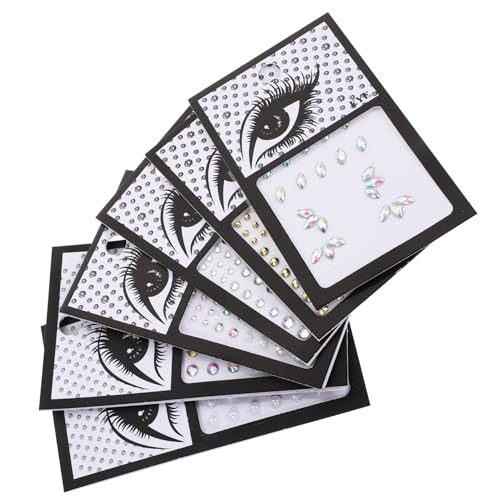 VICASKY 6 Blätter Teiliges Gesichtsschmuck Glitzersteine Selbstklebend Face Gems Rhinestone Sticker für Festival Make Up Party Karneval und Kostümierung von VICASKY
