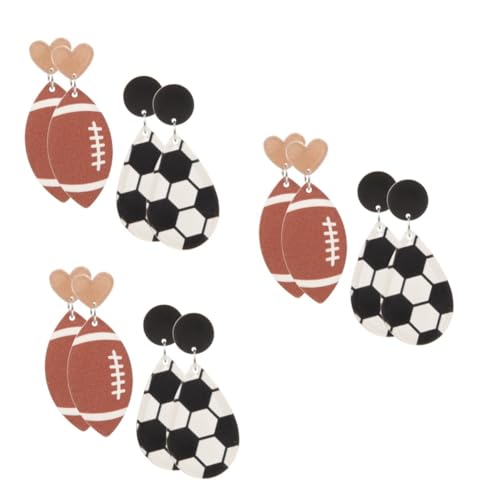 VICASKY 6 Paare Damen Drop Ohrringe mit Fußball Rugby Anhänger Leichte Hängende Ohrstecker Modischer Schmuck für Frauen und Mädchen für Unabhängigkeitstag Feierlichkeiten von VICASKY