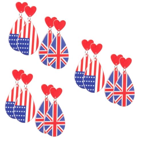 VICASKY 6 Paare Leichte Amerikanische Flagge Ohrhänger aus Patriotische Damen Ohrringe mit Anhänger Drop Earrings für Mädchen Geeignet für Unabhängigkeitstag und Party von VICASKY