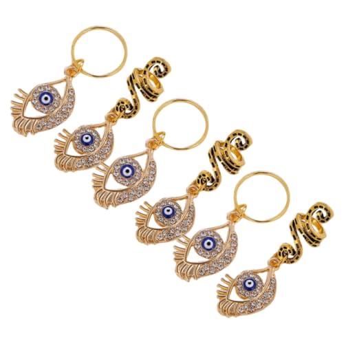 VICASKY 6 Stck Teiliges Metall Haarringe für Zöpfe und Dreadlocks Dekorative Spiralen und Evil Eye Anhänger Sichere Glatte Oberfläche Modischer Haarschmuck für Frauen für Weihnachten und von VICASKY