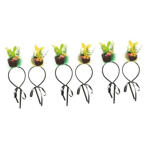 VICASKY 6 Stck. Haarreif mit Hasenohren und Vogelnest Design Leichtes Bequemes Party Kopfschmuck Cosplay Stirnband für Damen und Mädchen Dekoratives Accessoire für Osterfeiern von VICASKY