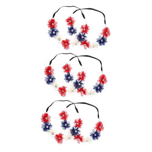 VICASKY 6 Stck. Teiliges Elastisches Patriotic Stirnband mit Blumenmotiv Bequemes Flexibles Haarschmuck für Of July Unabhängigkeitstag Geburtstagsfeiern und Festliche Anlässe Passend für von VICASKY