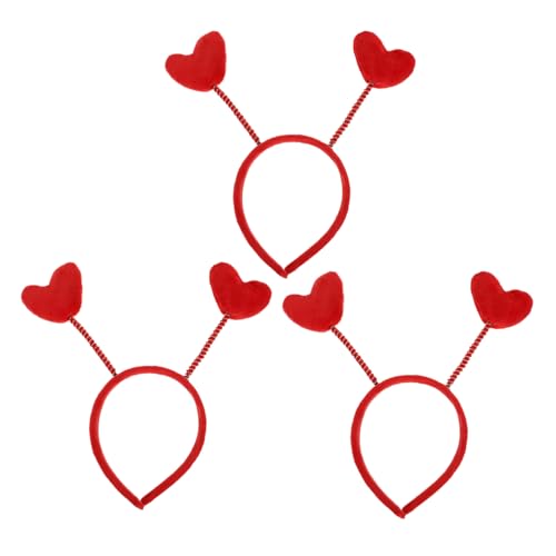 VICASKY 6 Stck. Teiliges Haarschmuck Rote Liebesherz Haarreifen mit Metallfeder Atmungsaktive Haarschleifen für Mädchen Komfortabel und Verstellbar Accessoire für Valentinstag und Alltag von VICASKY
