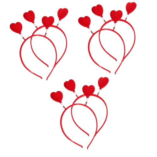 VICASKY 6 Stck. Valentinstag Herz Haarreif Rote Herzform Elastisch Weich Damen Haarband Party Geburtstag Weihnachtsfeier Accessoire Romantisch von VICASKY