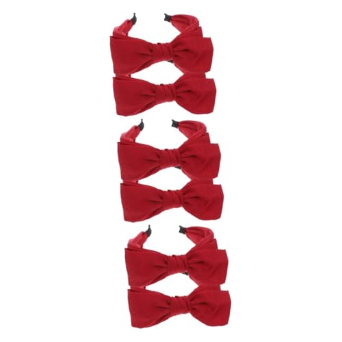 VICASKY 6 Stück Damen Haarband mit Doppellagiger Schleife Breites Satiniertes Stirnband Weiches Haarschmuck Teilig in Weinrot Bequemes Stirnband für Party Alltag und Festliche Anlässe von VICASKY