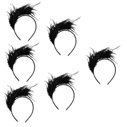 VICASKY 6 Stück Federhaarreif Damen Federkopfschmuck Hochzeit Stirnband Party Kopfbedeckung Schwarz Elastisch Einheitsgröße VICASKY 6 Stück Federhaarreif Damen Federkopfschmuck Hochzeit Stirnband Party Kopfbedeckung Schwarz Elastisch Einheitsgröße von VICASKY