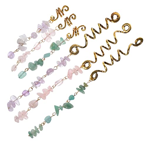 VICASKY 6 Stück Haarseilkopfschmuck lockig Haarschmuck aus Perlen geflochten flechten Form Haaranhänger für Mädchen übertriebener Styling-Schmuck Haarstyling-Clips Jade von VICASKY