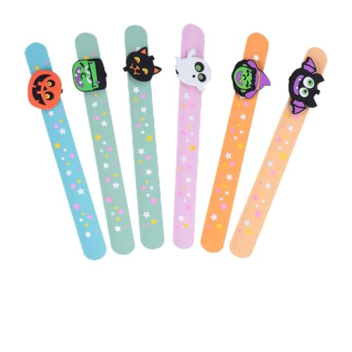 VICASKY 6 Stück Halloween Ring Kinderarmbänder Silikonarmband Kinder Schnapparmbänder Kinderarmband Halloween Party Klapparmbänder Halloween Party Armband Slap Bands Pvc Kind Pat von VICASKY