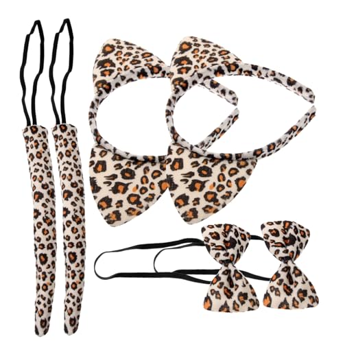 VICASKY Katzenohren Stirnband 6 Stück mit Fliege Cosplay Kostümzubehör für Mädels Tierkostüm für Halloween und Parties von VICASKY