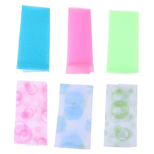 VICASKY 6 Stück Lange Peeling Handtücher aus Nylon Doppelseitig für Rückenreinigung Sanftes Peeling für Körperpflege von VICASKY