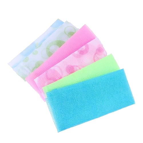 VICASKY 6 Stück Nylon Peeling Badetücher Doppelseitige Rückenschrubber für Sanftes Peeling für Ganze Familie Schnell Trocknend und Maschinenwaschbar Bunten Farben Erhältlich von VICASKY
