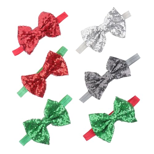 VICASKY 6 Stück Paillettenbogenkopfschmuck Haarband Mit Paillettenschleife Weihnachtsbogen-kopfbedeckung Für Babys Stirnband Weihnachtliche Paillettenschleifen Weihnachten?haar?accessoires von VICASKY