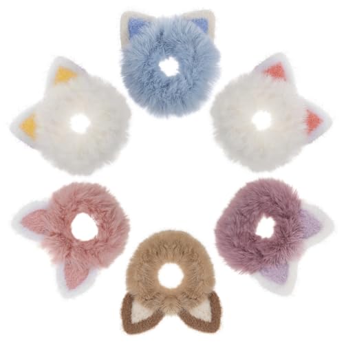 VICASKY 6stücke Katzenohr-haargummis Aus Plüsch Scrunchies Mit Katzenohren Für Frauen Mädchen Elastische Haarbänder Zum Binden Von Haarknoten Geeignet Für Alltag Und Partys von VICASKY