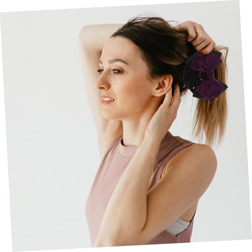 VICASKY 6 Stück Professionelle Teilig Elastische Haarnetz Schleifen Haarspangen Netz Dutt Haarschmuck für Damen in Rot Blau Weinrot Dunkellila Hellblau Flexibel und Bürotauglich von VICASKY