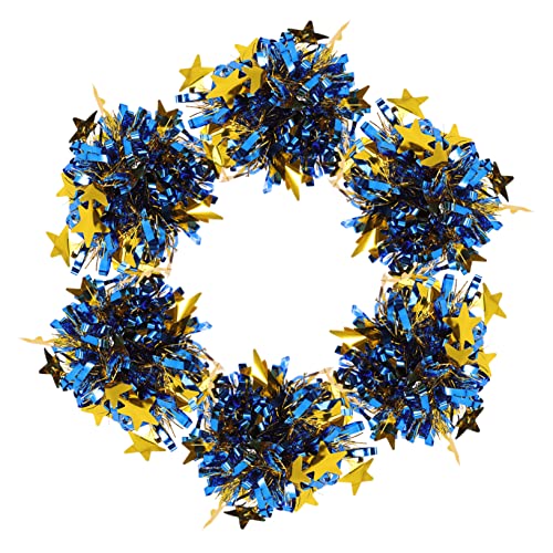 VICASKY 6 Stück Teiliges Cheerleader Pompons mit Handblumen aus Pet Material Zubehör für Sportveranstaltungen Tanzaufführungen Partys und Kindergärten Blau Gold von VICASKY