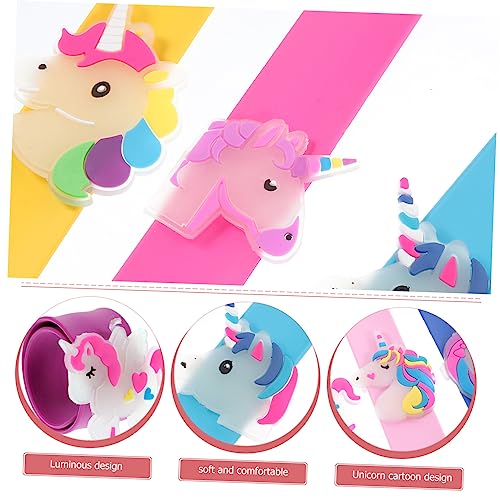 VICASKY 6 Stück Teiliges Einhorn Silikon Slap Armband Nachtleuchtend Cartoon Komfortabel Flexibel Party von VICASKY
