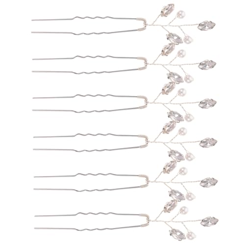 VICASKY 6 Stück Teiliges Förmige Haarnadeln Silber Hochzeits Haarschmuck Braut Haarnadeln für Damen und Brautjungfern Leichter Stabiler Haarschmuck für Hochzeiten Partys und Besondere von VICASKY