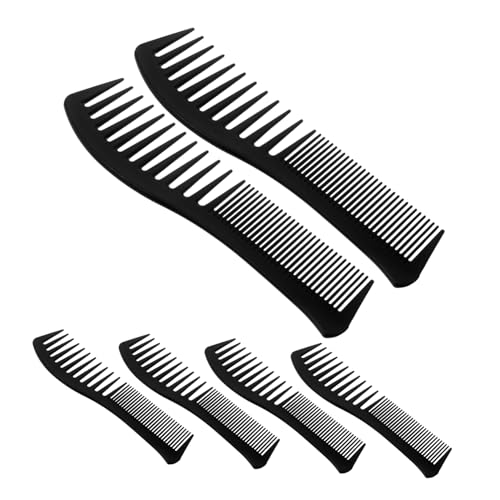 VICASKY 6 Stück Teiliges Friseurkamm mit Hitzebeständigem Fischgriff Doppelseitiger Breitzahniger und Feinzahniger Stylingkamm für Damen und Herren zum Entwirren und Professionellen von VICASKY