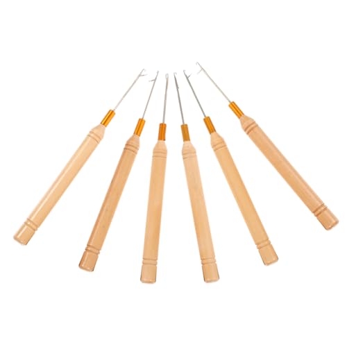 VICASKY 6 Stück Teiliges Haarnadeln mit Holzgriff Robuste Häkelnadeln für Zöpfe und Dreadlocks Rutschfester Griff Flexibel und Leicht zum Einflechten und Haarstyling von VICASKY