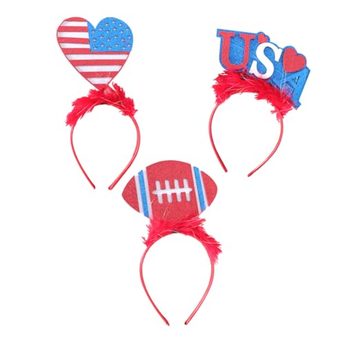 VICASKY 6 Stück Teiliges Independence Day Haarschmuck mit Herz und Football Designs Leichtes Bequemes Haarreif Festival Kopfschmuck für Party und Bühnenauftritte von VICASKY