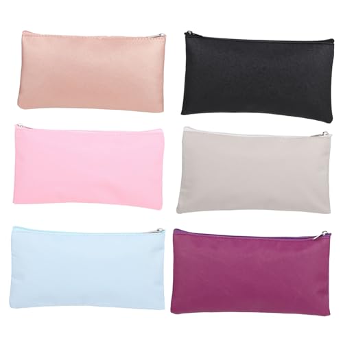 VICASKY 6 Stück Teiliges Kosmetiktaschen aus Schwarzem Canvas mit Reißverschluss Tragbar Makeup Pinsel Organizer und Reise Kulturbeutel Vielseitig für Kosmetik und Toilettenartikel für von VICASKY